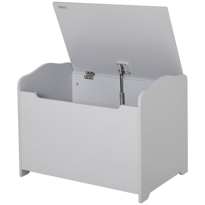 Wooden Children's Toy Chest, Storage Bench for Nursery with Pneumatic Piston Lid, 60x40x48cm, Gray