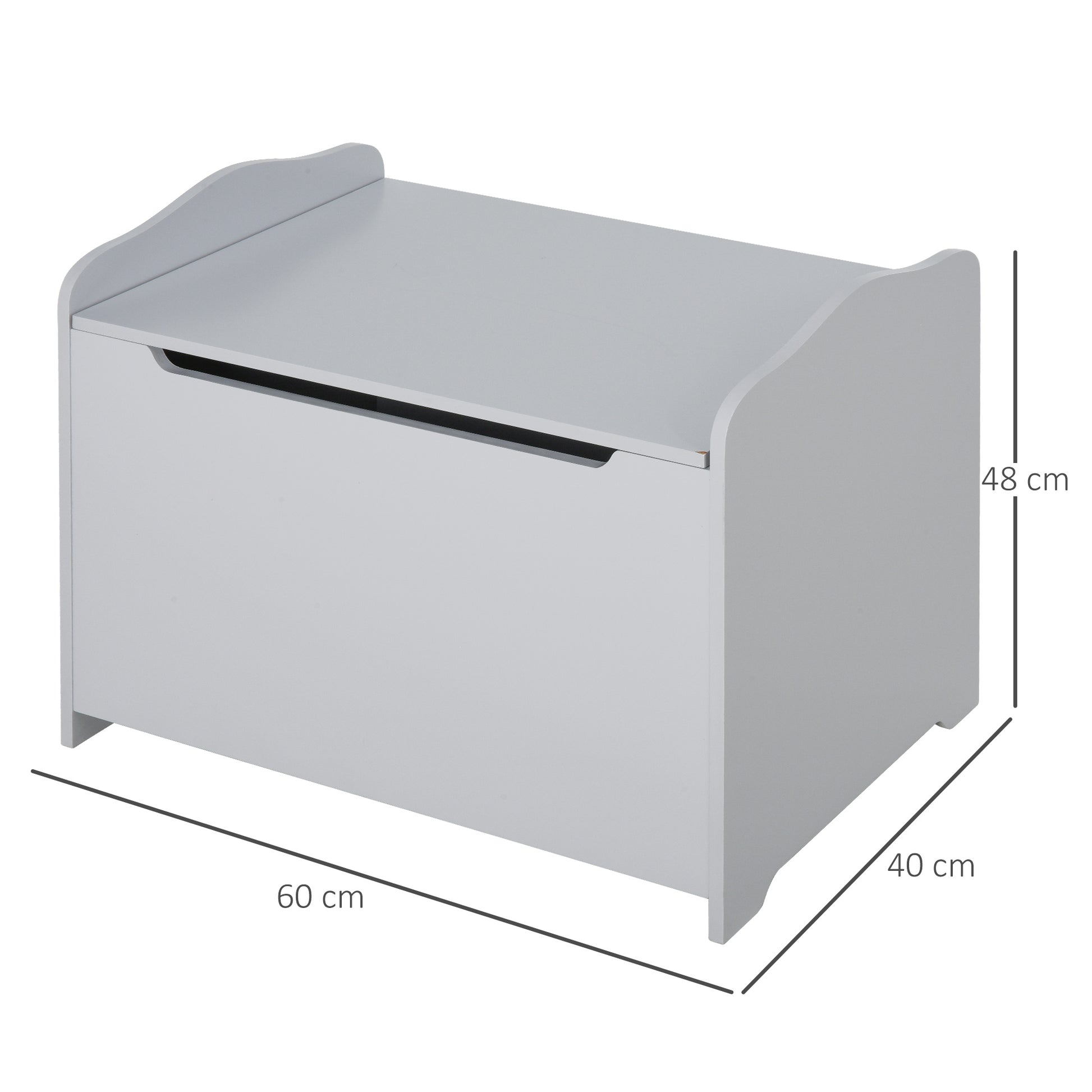 Wooden Children's Toy Chest, Storage Bench for Nursery with Pneumatic Piston Lid, 60x40x48cm, Gray