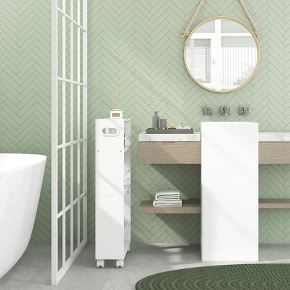 3-Tier Kitchen Cart with Side Railings and Handles for Dining Room Bathroom 45x15x80 cm White