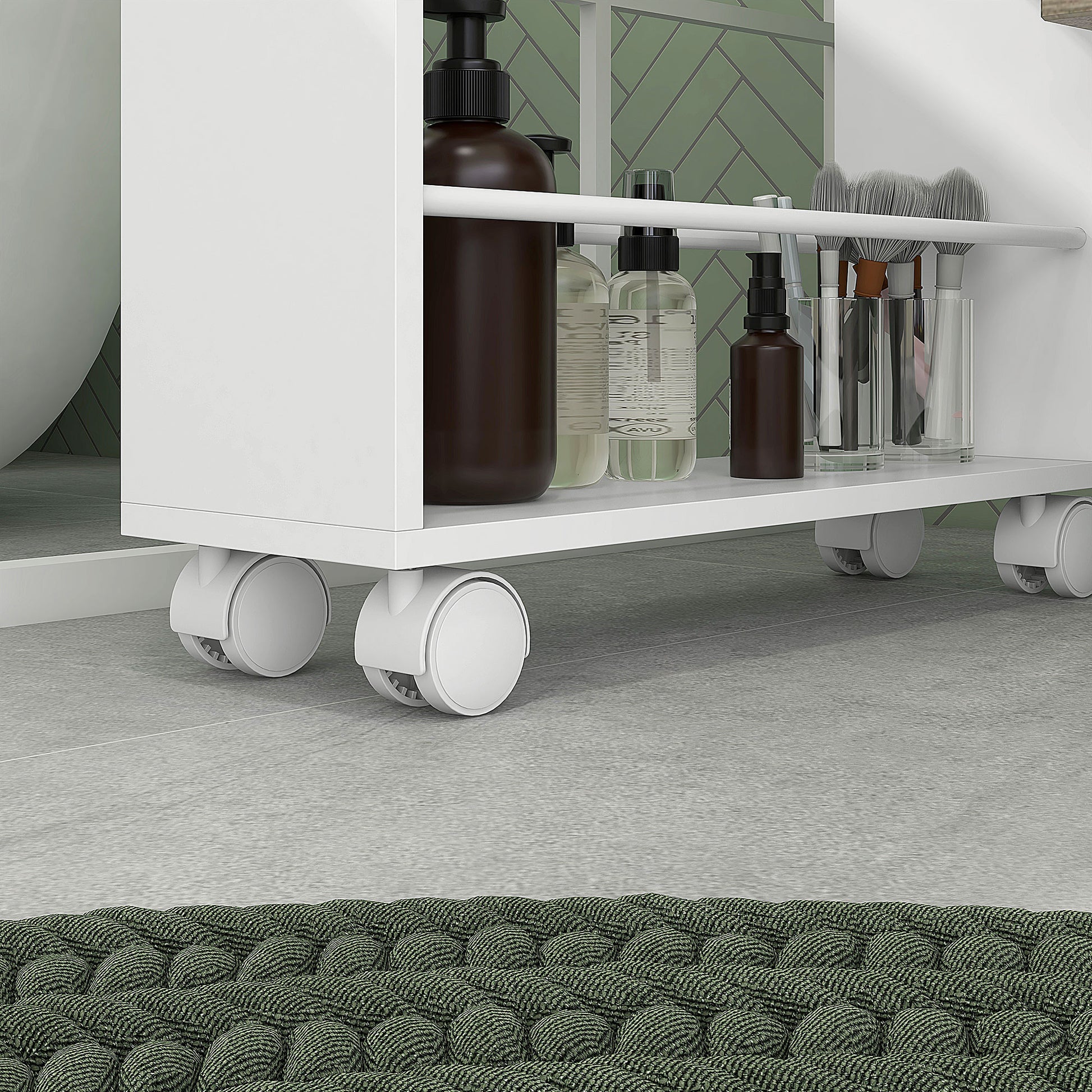 3-Tier Kitchen Cart with Side Railings and Handles for Dining Room Bathroom 45x15x80 cm White