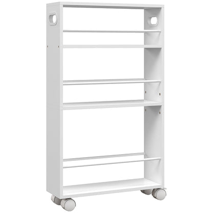 3-Tier Kitchen Cart with Side Railings and Handles for Dining Room Bathroom 45x15x80 cm White