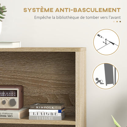 Scandinavian Style Oak Storage Bookshelf dimensions 80L x 23.5W x 123H cm 5 niches cupboard 2 doors tapered solid pine wood legs