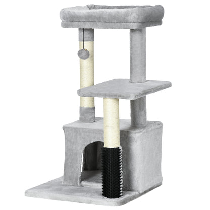 Cat Tree with Massaging Area Cat Cave Play Ball Cat Scratching Post Sisal Rope Scratch Posts Light Grey 48 x 48 x 85 cm