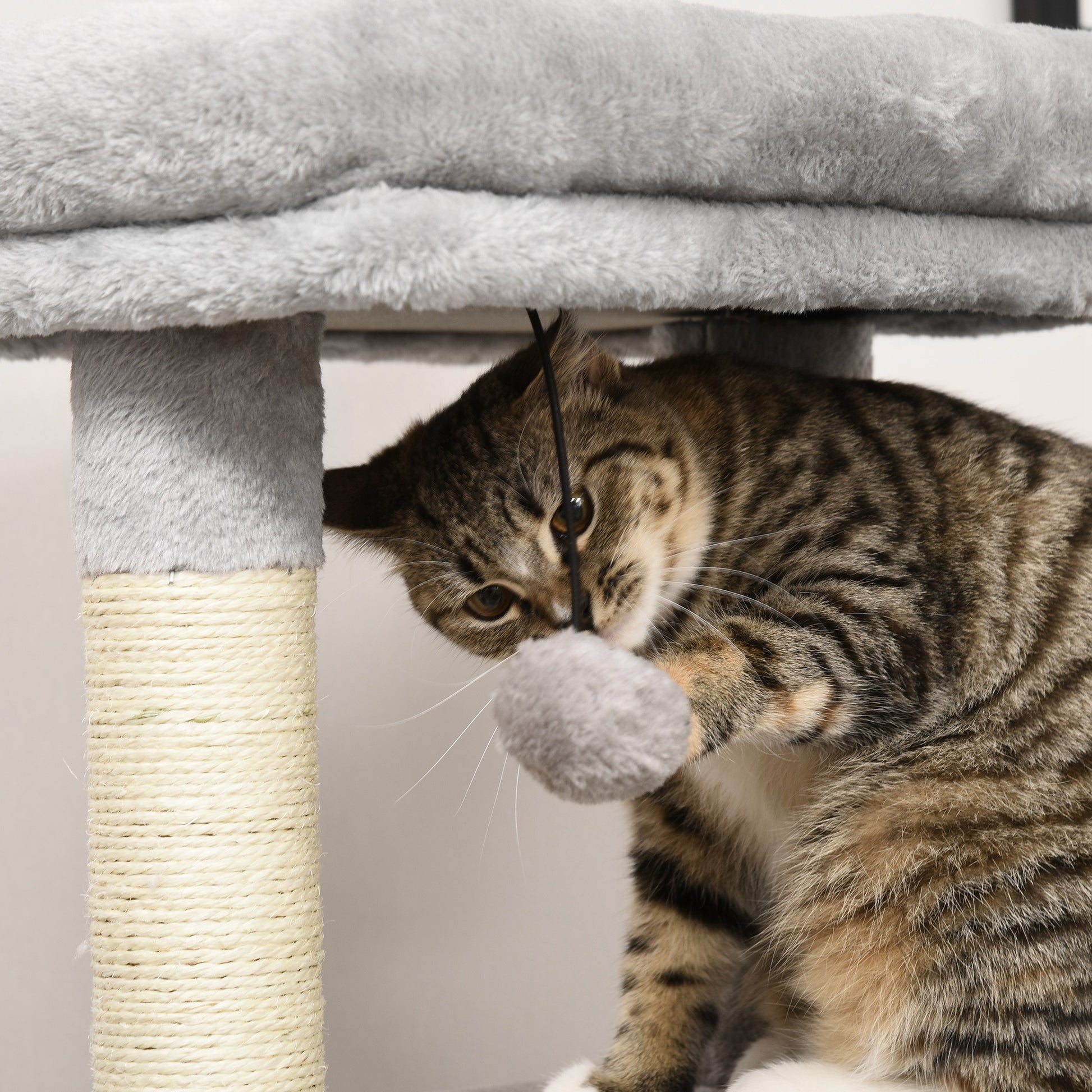 Cat Tree with Massaging Area Cat Cave Play Ball Cat Scratching Post Sisal Rope Scratch Posts Light Grey 48 x 48 x 85 cm