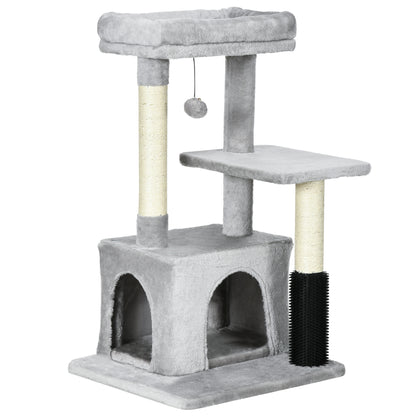 Cat Tree with Massaging Area Cat Cave Play Ball Cat Scratching Post Sisal Rope Scratch Posts Light Grey 48 x 48 x 85 cm