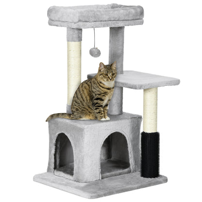 Cat Tree with Massaging Area Cat Cave Play Ball Cat Scratching Post Sisal Rope Scratch Posts Light Grey 48 x 48 x 85 cm