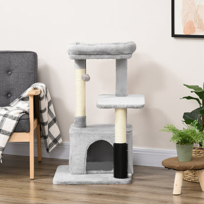 Cat Tree with Massaging Area Cat Cave Play Ball Cat Scratching Post Sisal Rope Scratch Posts Light Grey 48 x 48 x 85 cm