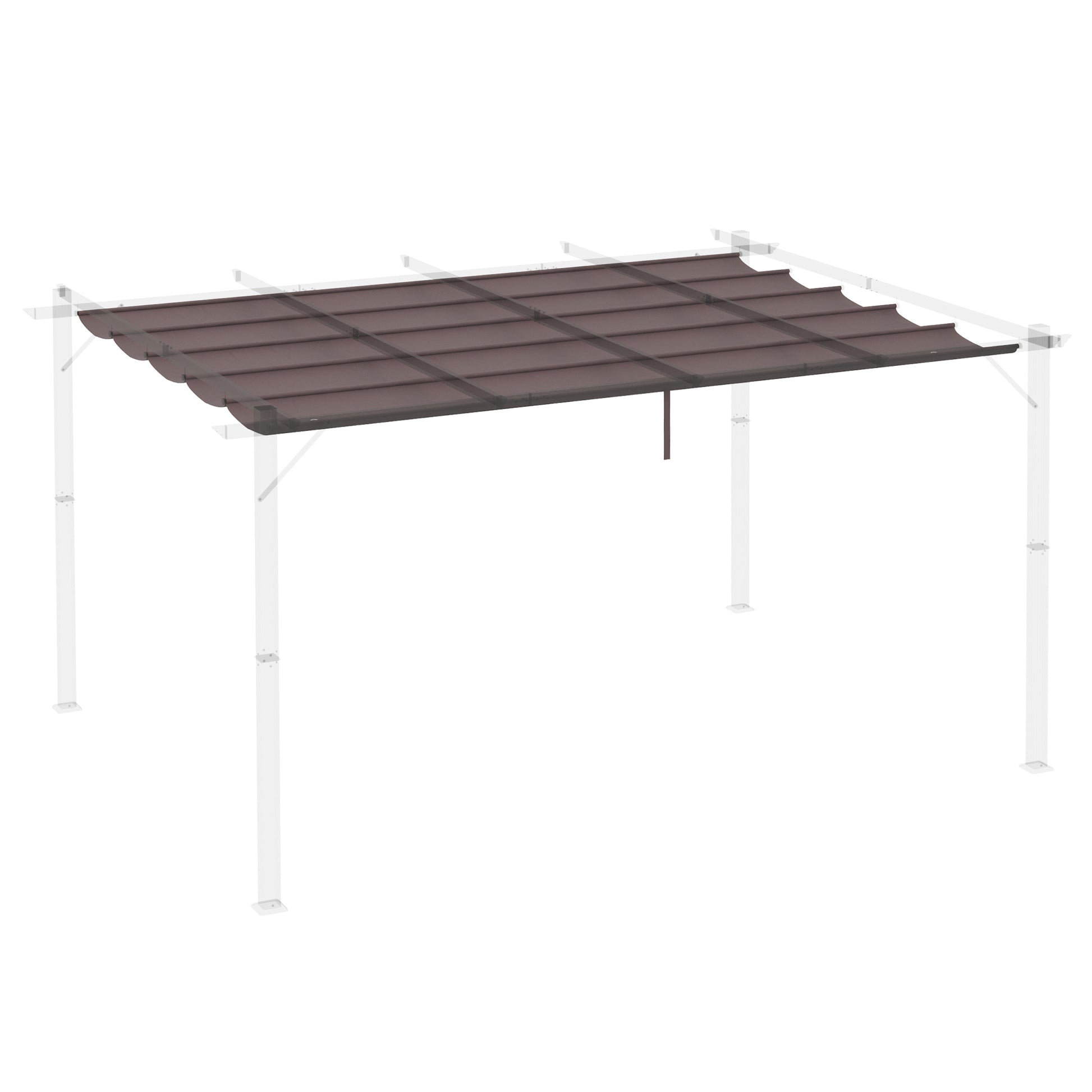 Pergola Roof 3.5x2.6 m Retractable Replacement Canopy for Umbrella Garden Gazebo Tarp with 10 Drainage Holes Brown