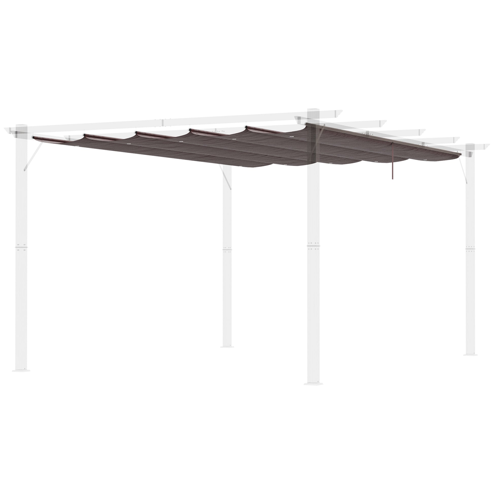 Pergola Roof 3.5x2.6 m Retractable Replacement Canopy for Umbrella Garden Gazebo Tarp with 10 Drainage Holes Brown