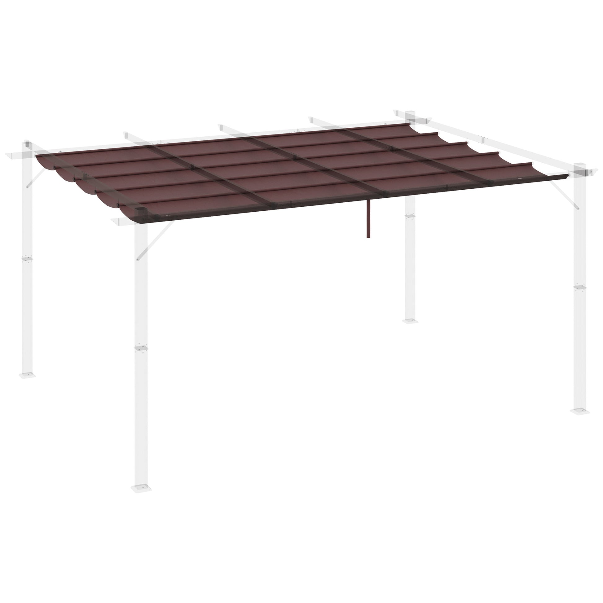 Pergola Roof 3.5x2.6 m Retractable Replacement Canopy for Umbrella Garden Gazebo Tarp with 10 Drainage Holes Brown