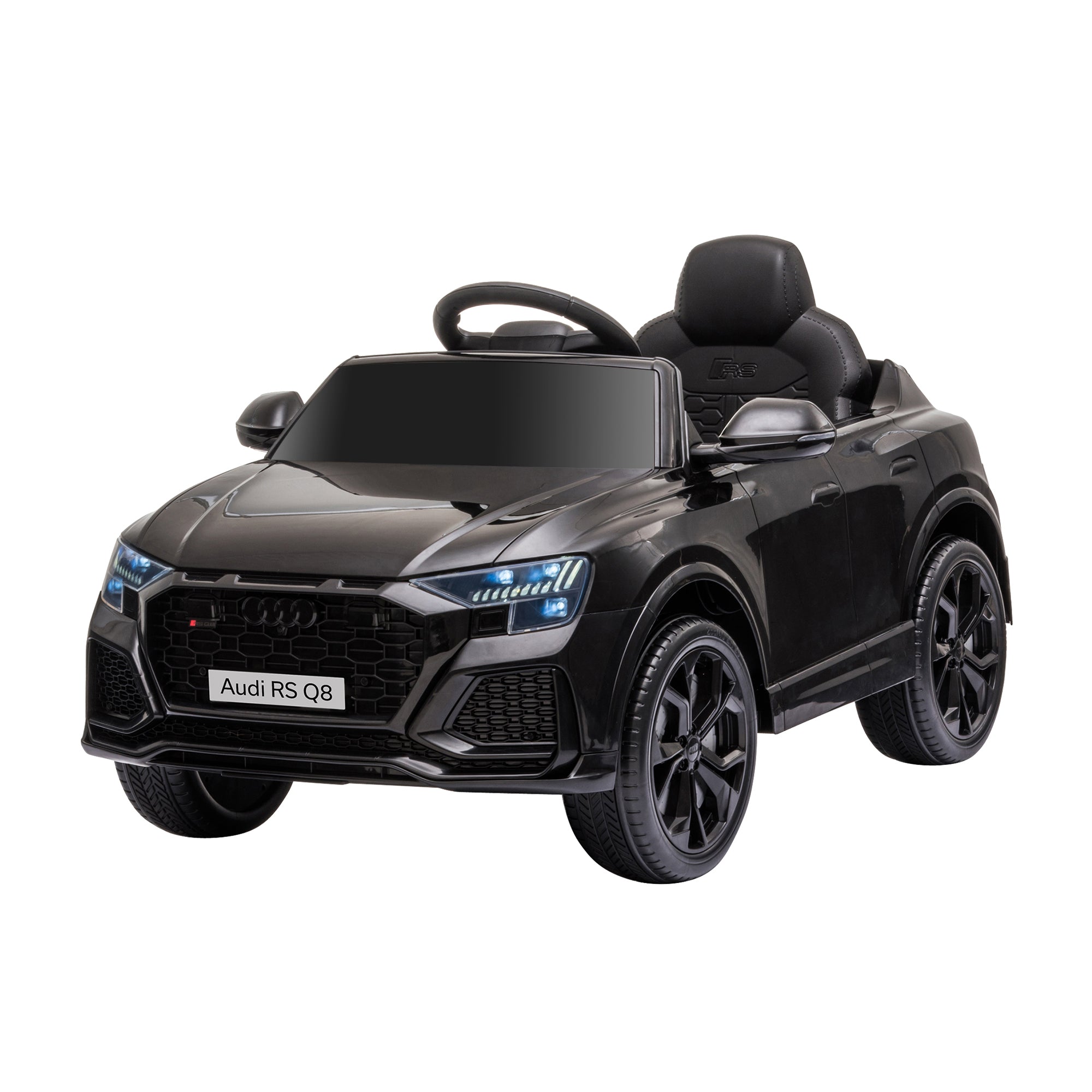 Kids Electric Car +3 Years Licensed Audi RS Q8 with 6V Battery 2 Motors Remote Control Music MP3 Horn and Lights Max Speed 3km/h 101x62x51 cm Black