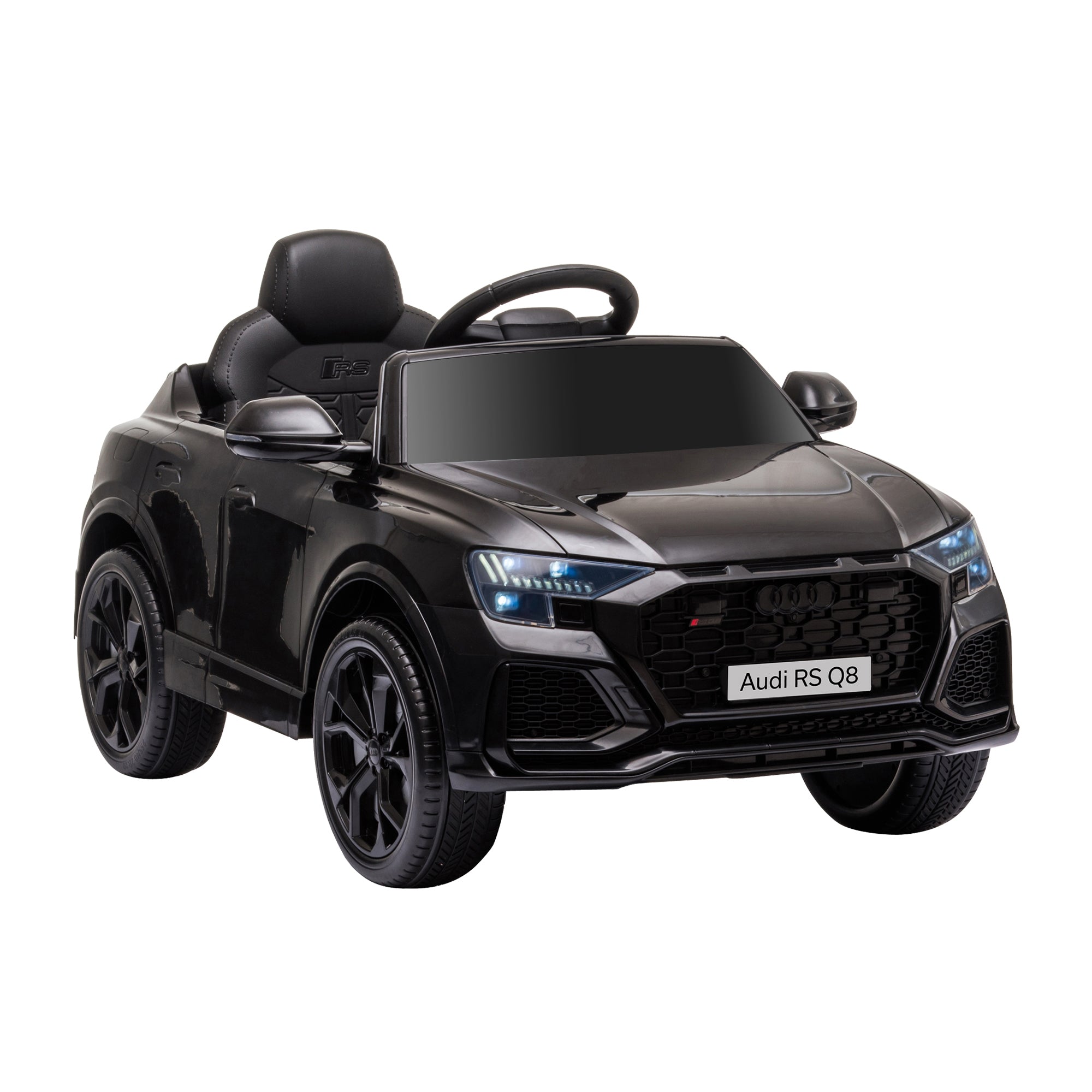 Kids Electric Car +3 Years Licensed Audi RS Q8 with 6V Battery 2 Motors Remote Control Music MP3 Horn and Lights Max Speed 3km/h 101x62x51 cm Black