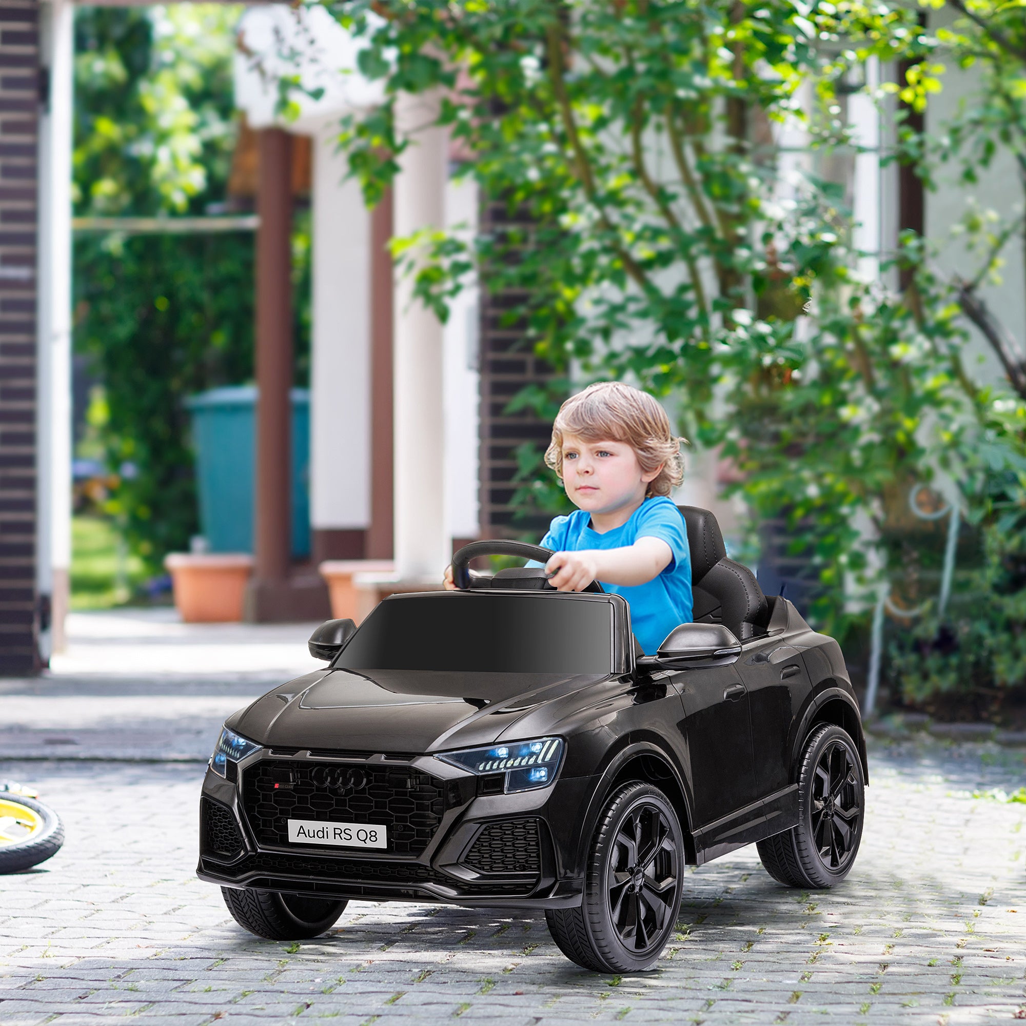 Kids Electric Car +3 Years Licensed Audi RS Q8 with 6V Battery 2 Motors Remote Control Music MP3 Horn and Lights Max Speed 3km/h 101x62x51 cm Black