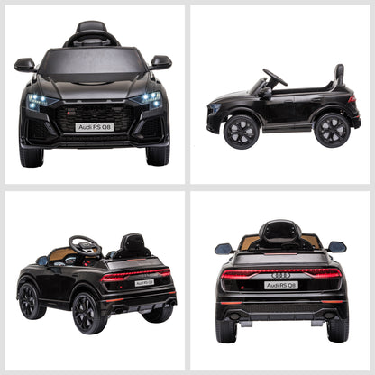 Kids Electric Car +3 Years Licensed Audi RS Q8 with 6V Battery 2 Motors Remote Control Music MP3 Horn and Lights Max Speed 3km/h 101x62x51 cm Black