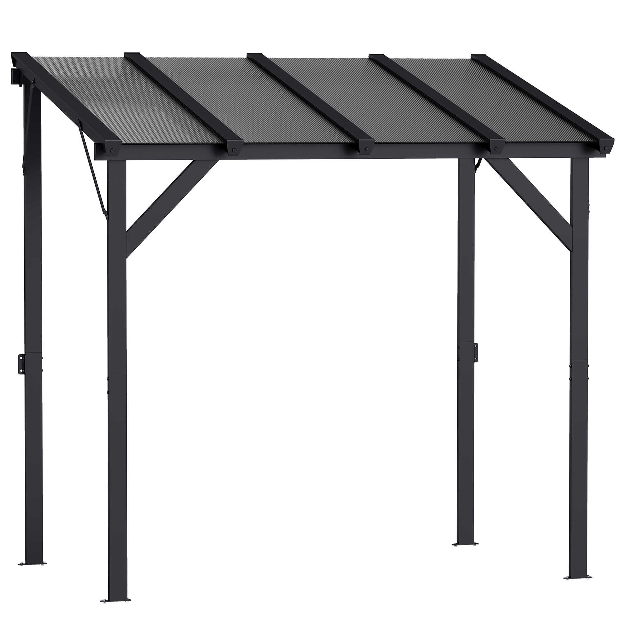 Lean-to BBQ Pavilion, 8.0 ft x 4 ft 10 in x 8.0 ft Patio Canopy with UPF50+ Polycarbonate Roof — Dark Gray