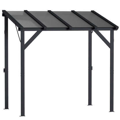 Lean-to BBQ Pavilion, 8.0 ft x 4 ft 10 in x 8.0 ft Patio Canopy with UPF50+ Polycarbonate Roof — Dark Gray