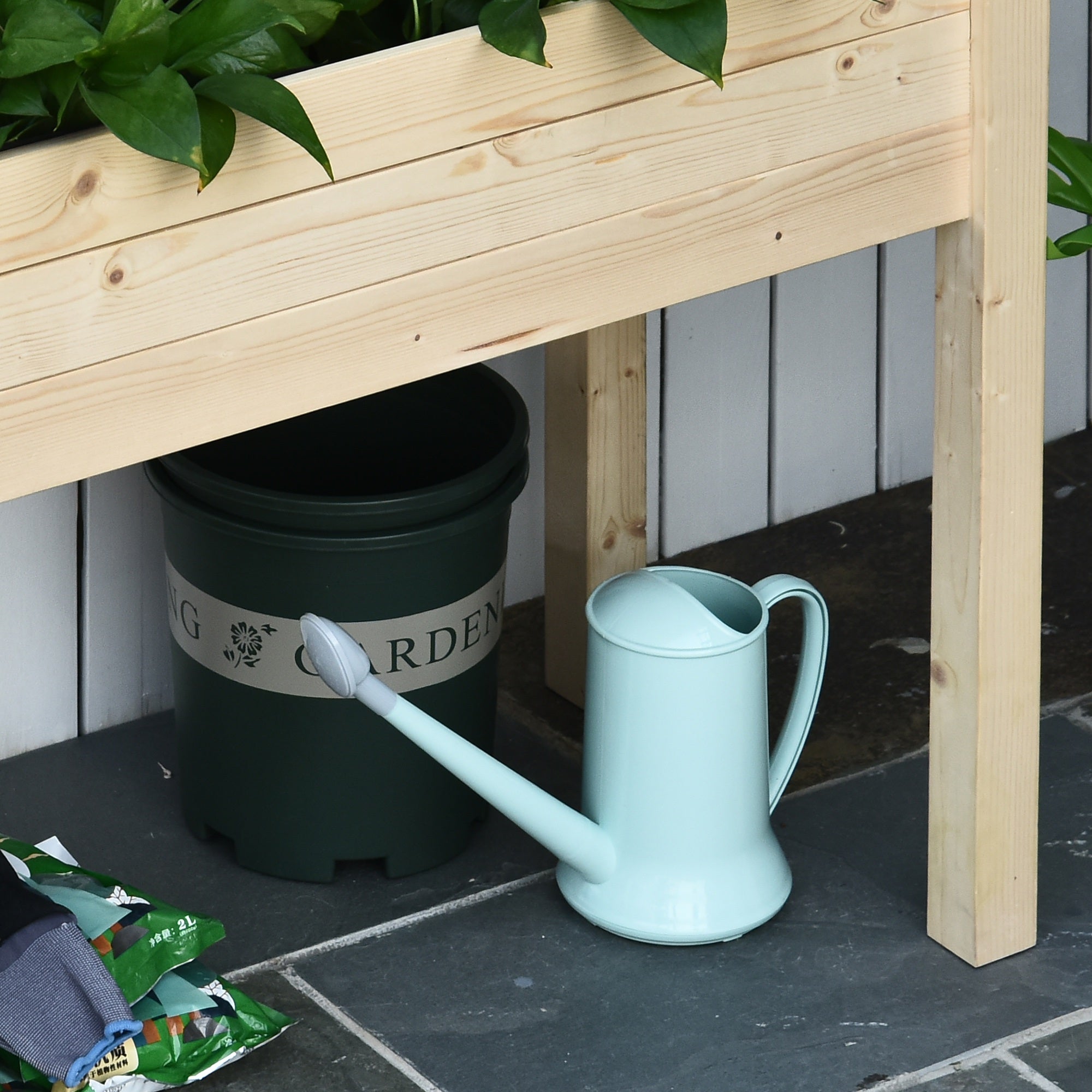 Raised Urban Garden Natural Wood 86x46x76 cm Raised Planting Table with Non-woven Fabric and 4 Drainage Holes for Planting Flowers Garden Terrace Outdoor Natural