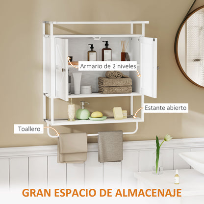 Wall Cabinet for Bathroom Multipurpose Hanging Bathroom Cabinet Storage Shelf Towel Rack 63x34x75 cm White