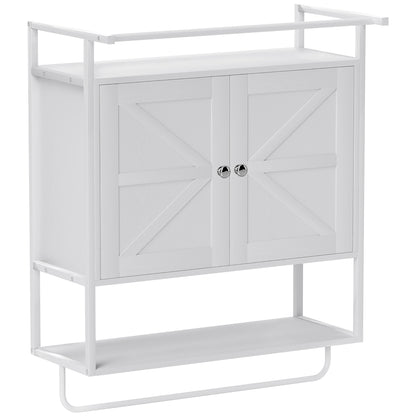 Wall Cabinet for Bathroom Multipurpose Hanging Bathroom Cabinet Storage Shelf Towel Rack 63x34x75 cm White