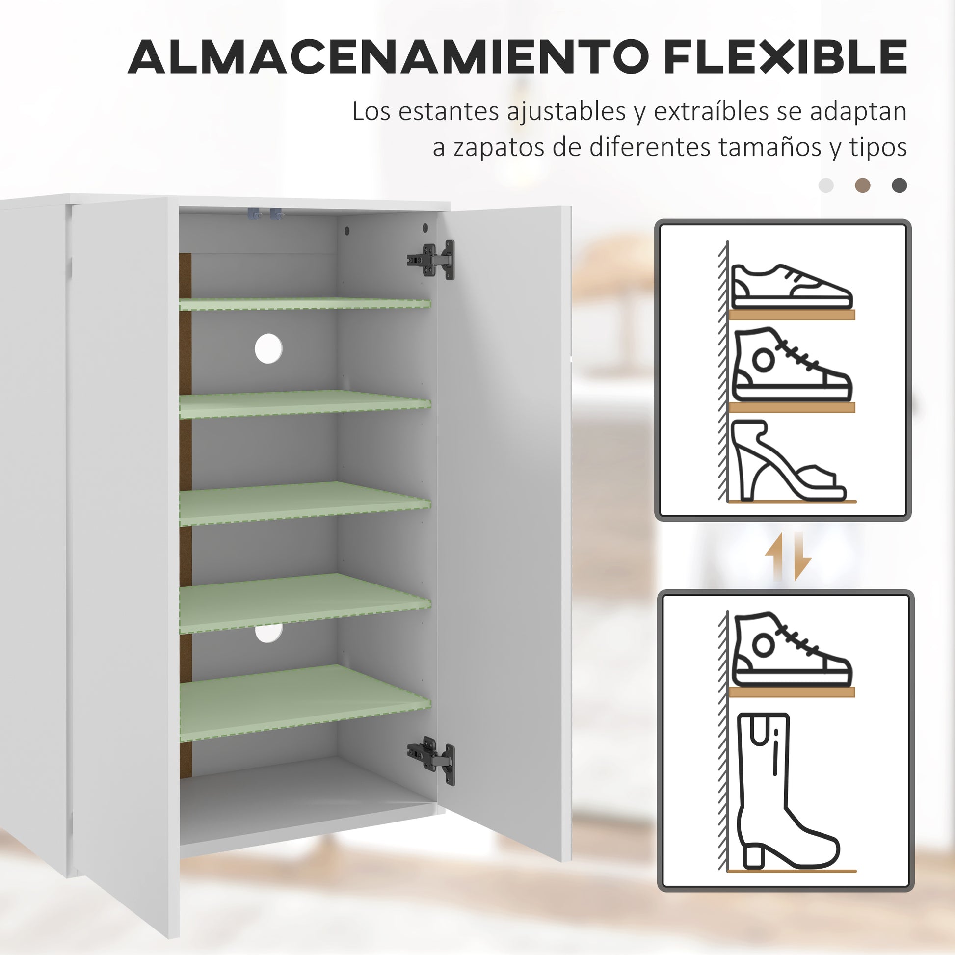 Shoe Cabinet with Mirror Shoe Rack for 18 Pairs of Shoes with 5 Adjustable Shelves for Entryway 60x32x95 cm White