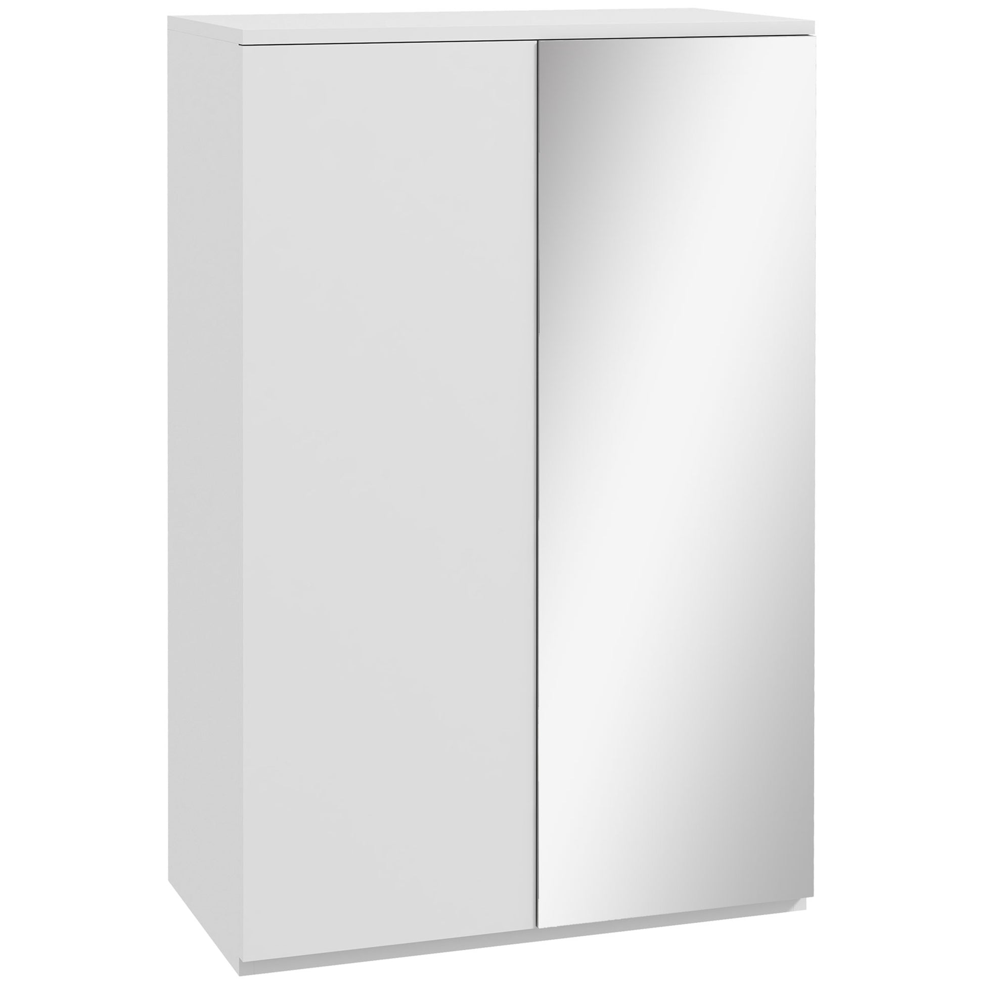 Shoe Cabinet with Mirror Shoe Rack for 18 Pairs of Shoes with 5 Adjustable Shelves for Entryway 60x32x95 cm White
