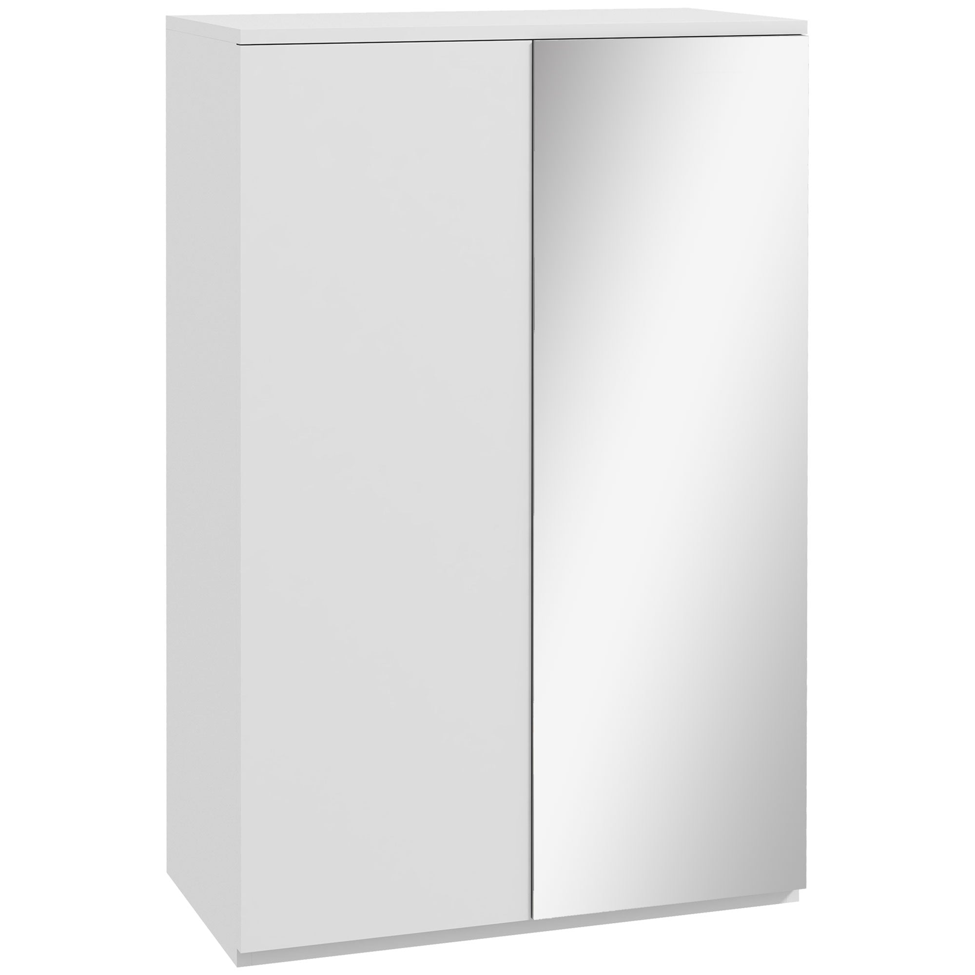 Shoe Cabinet with Mirror Shoe Rack for 18 Pairs of Shoes with 5 Adjustable Shelves for Entryway 60x32x95 cm White
