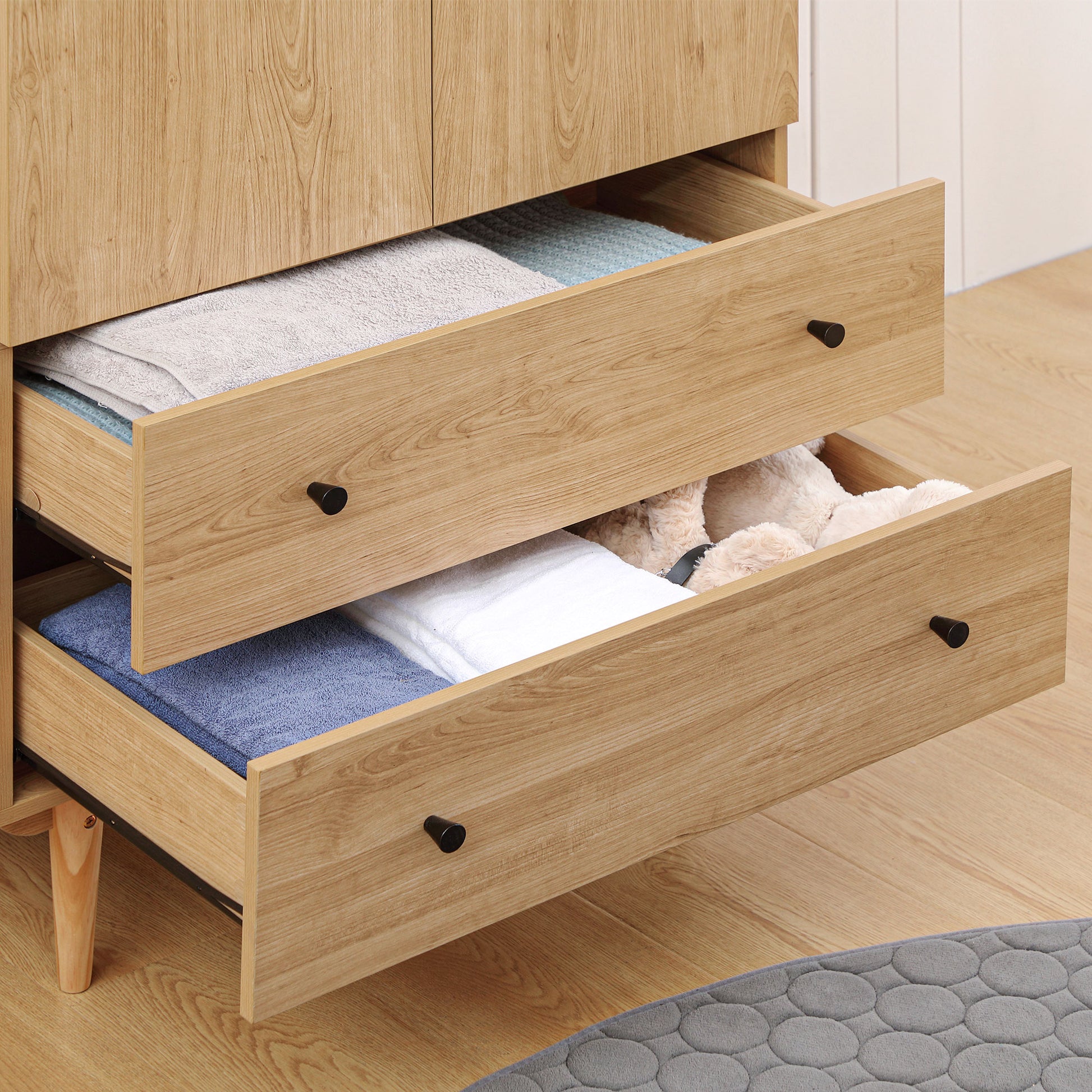 Adult Bedroom Wardrobe Clothes Closet with 2 Doors, 2 Drawers - 80 x 52 x 180 cm - Wood Finish