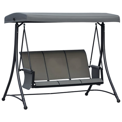 Hollywood Swing with Side Pocket, 3-Seater Garden Swing with Adjustable Sun Canopy, Swing Bench supports up to 300kg, for Garden, Terrace, 196 x 128 x 172 cm, Dark Gray