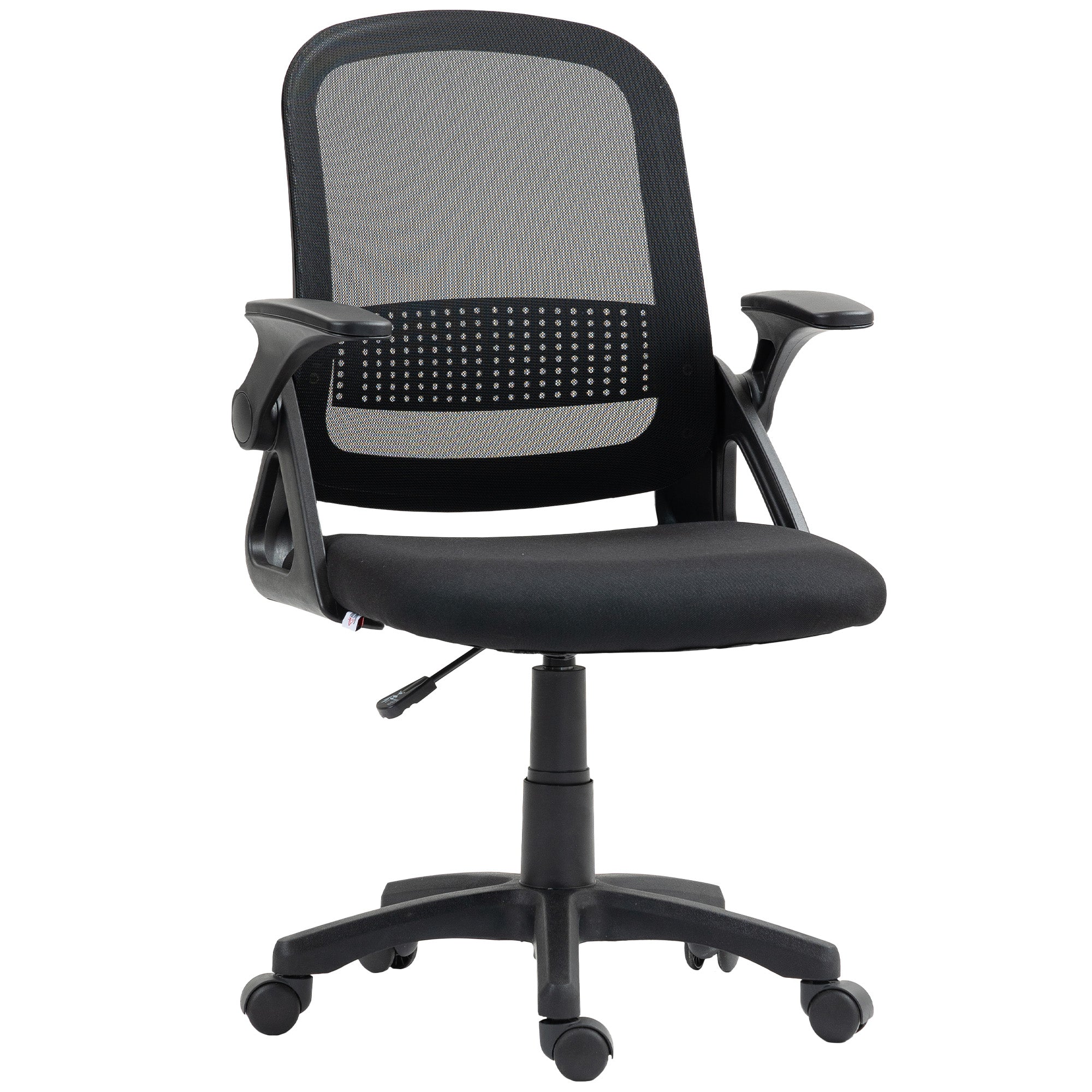 Ergonomic Mesh Office Chair with Flip-Up Arms, Lumbar Support, Height Adjustable Tilt Swivel — Black