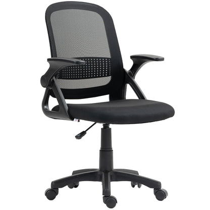 Ergonomic Mesh Office Chair with Flip-Up Arms, Lumbar Support, Height Adjustable Tilt Swivel — Black