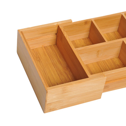 Storage Box Drawer Organizer Extendable Bamboo Natural 24.6 x 17.6 x 7 cm