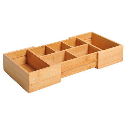 Storage Box Drawer Organizer Extendable Bamboo Natural 24.6 x 17.6 x 7 cm