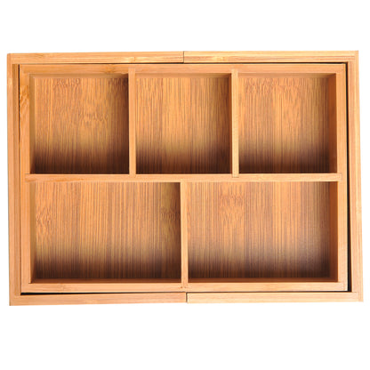 Storage Box Drawer Organizer Extendable Bamboo Natural 24.6 x 17.6 x 7 cm