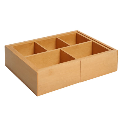 Storage Box Drawer Organizer Extendable Bamboo Natural 24.6 x 17.6 x 7 cm