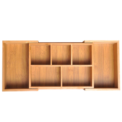 Storage Box Drawer Organizer Extendable Bamboo Natural 24.6 x 17.6 x 7 cm