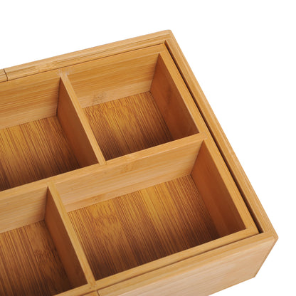 Storage Box Drawer Organizer Extendable Bamboo Natural 24.6 x 17.6 x 7 cm