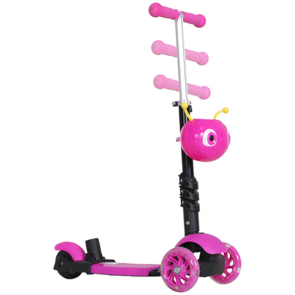 3-in-1 Scooter for Children 18+ Months 3-Wheel Scooter with Removable Seat Adjustable Height Push Handle 62x25x72.5 cm Pink