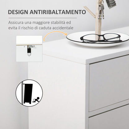 Mobile Shoe Rack, Modern Shoe Cabinet for 12 Pairs of Shoes with 2 Fold-down Doors and Drawer, made of Particleboard, MDF and Metal, 75x26x110 cm, White