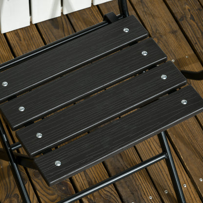 3-Piece Garden Set with 2 Foldable Chairs and Table in Steel and HDPE for Balcony and Terrace, Dark Gray