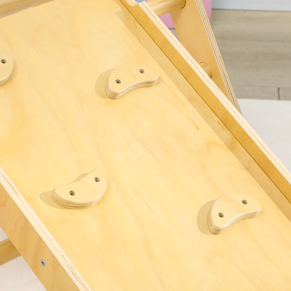 5 in 1 Climbing Triangle Arch for Children with Climbing Triangle, Reversible Climbing Ramp, Slide, Rocker, Max Load 50 kg, for Babies 18 to 48 Months, Natural Wood