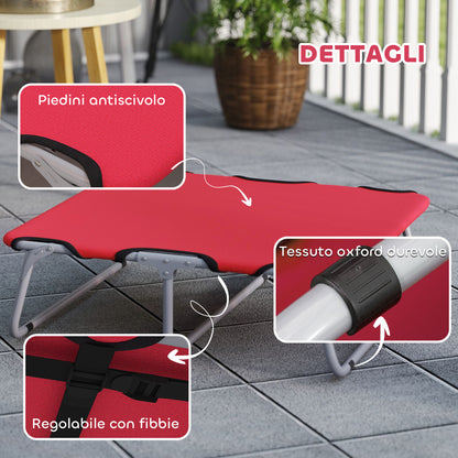 Small Dog Bed Folding Raised Dog Bed for Indoor and Outdoor, Steel and Oxford Fabric, 71x58x20 cm, Red