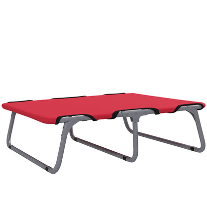 Small Dog Bed Folding Raised Dog Bed for Indoor and Outdoor, Steel and Oxford Fabric, 71x58x20 cm, Red