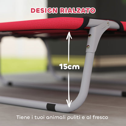 Small Dog Bed Folding Raised Dog Bed for Indoor and Outdoor, Steel and Oxford Fabric, 71x58x20 cm, Red