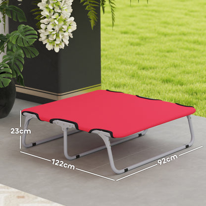 Small Dog Bed Folding Raised Dog Bed for Indoor and Outdoor, Steel and Oxford Fabric, 71x58x20 cm, Red