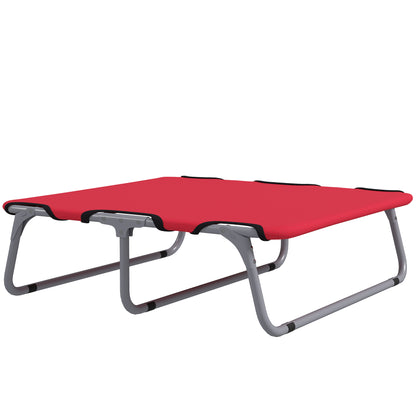 Small Dog Bed Folding Raised Dog Bed for Indoor and Outdoor, Steel and Oxford Fabric, 71x58x20 cm, Red