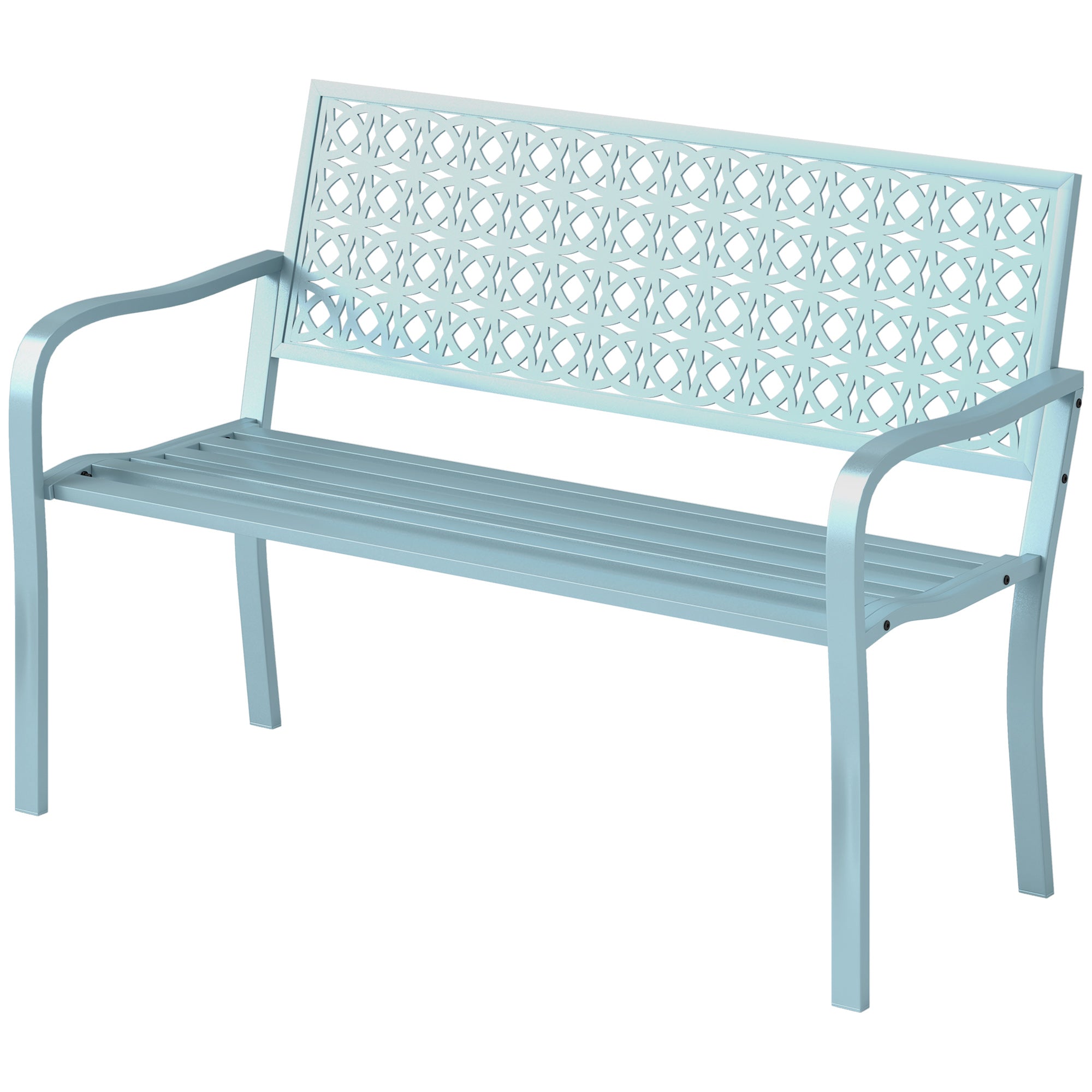 2-Seater Garden Bench, Weatherproof Bench, Garden Furniture with Backrest & Armrests, Park Bench 240kg Capacity, Balcony Bench for Terrace Balcony, Garden, 127 x 63 x 85cm, Blue
