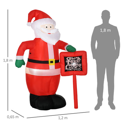 Inflatable Santa Claus with Christmas Sign Inflatable with 3 LED Lights and Electric Inflator Christmas Decoration for Outdoors Indoors 120x65x180 cm Multicolor