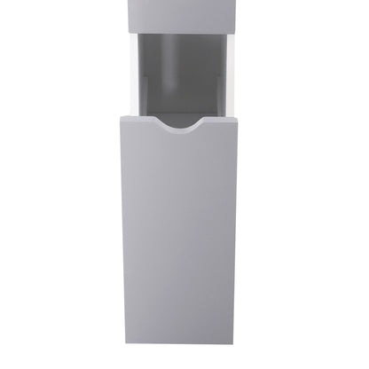 Modern Bathroom Auxiliary Column Bathroom Cabinet Storage Unit with 2 Shelves 2 Drawers and 1 Anti-Tip Door 15x33x136.5 cm White