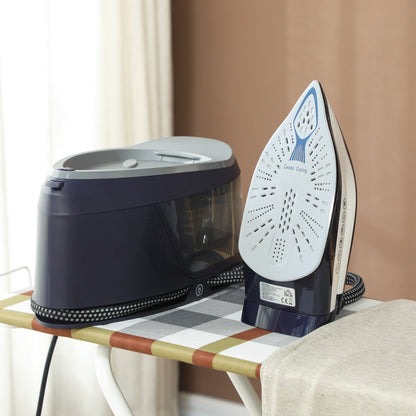 2800W Ironing Center 100 g/min 8 Bars ECO Function Double Layer Ceramic Sole Powerful Vertical Ironing Automatic Shutdown Anti-Scale Self-Cleaning Removable Tank 2 L Blue