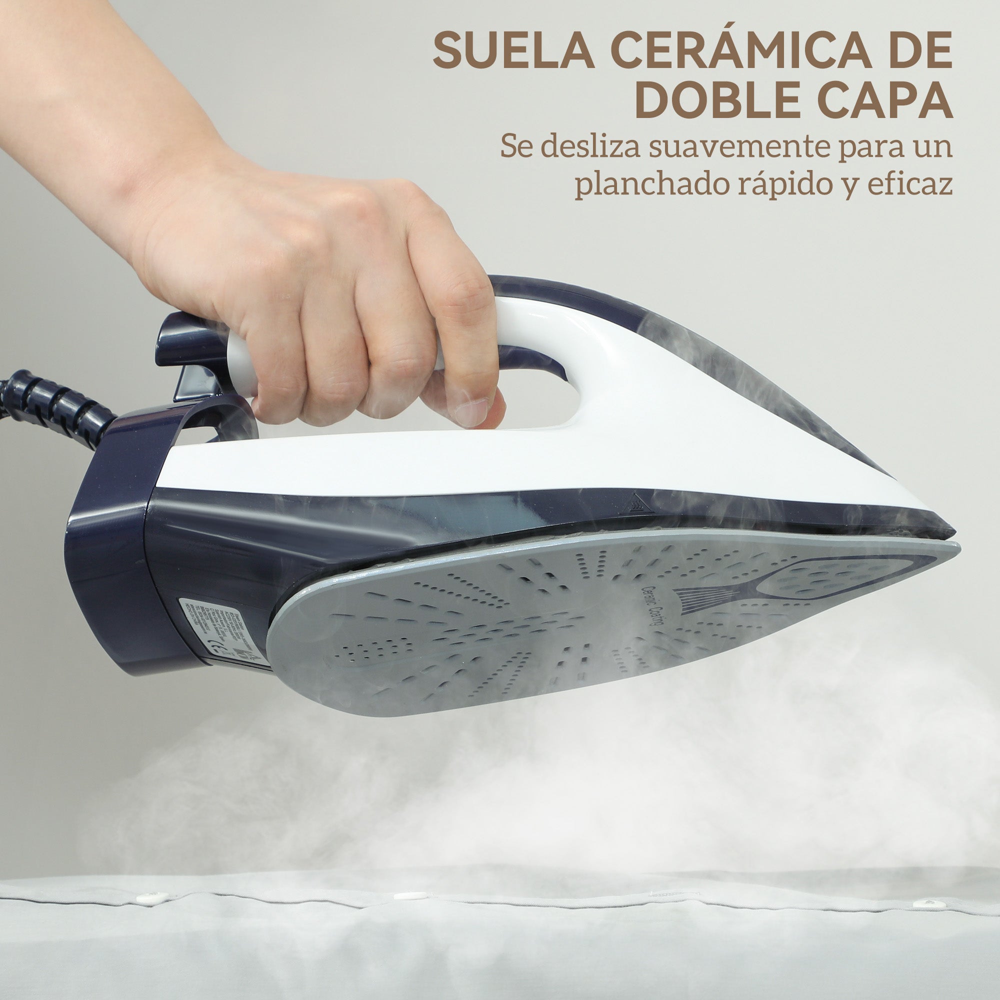 2800W Ironing Center 100 g/min 8 Bars ECO Function Double Layer Ceramic Sole Powerful Vertical Ironing Automatic Shutdown Anti-Scale Self-Cleaning Removable Tank 2 L Blue
